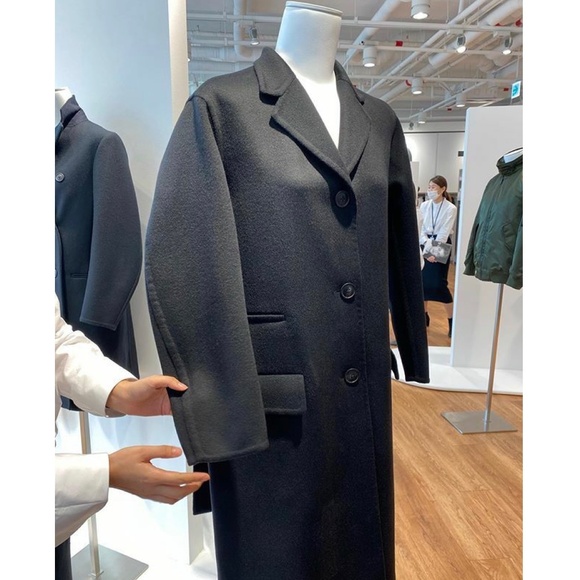 UNIQLO Jil Sander +J Cashmere Blend Chester Coat in Black Size Medium M - Picture 3 of 3